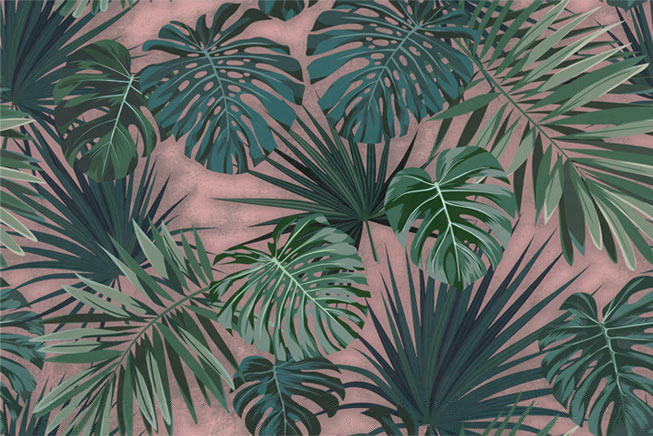 Fotomural o papel pintado patrón hojas palmeras