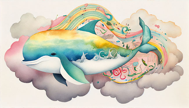 Papel pintado o fotomural ilustración ballena mágica