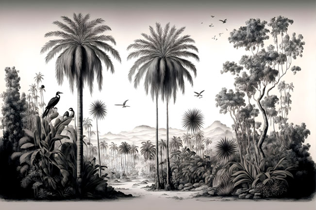 Papel pintado o fotomural ilustración bosque tropical