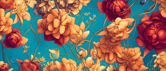 Fotomural flores ilustración vintage