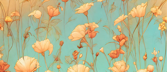 Fotomural: ilustración vintage de flores