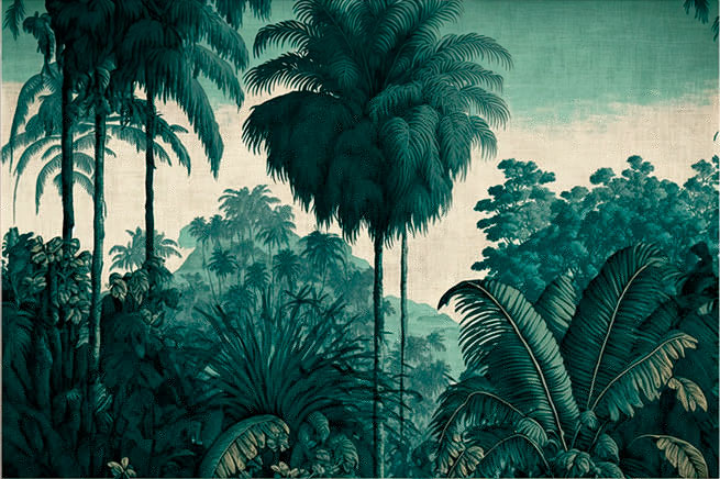 Papel pintado o fotomural ilustración selva tropical clásica