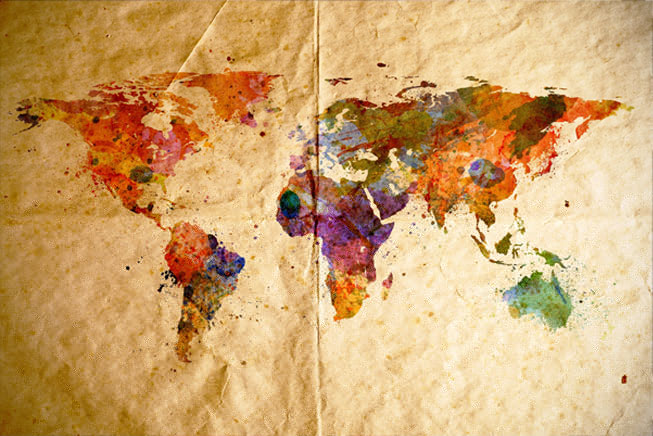 Fotomural mapamundi con texturas en papel antiguo