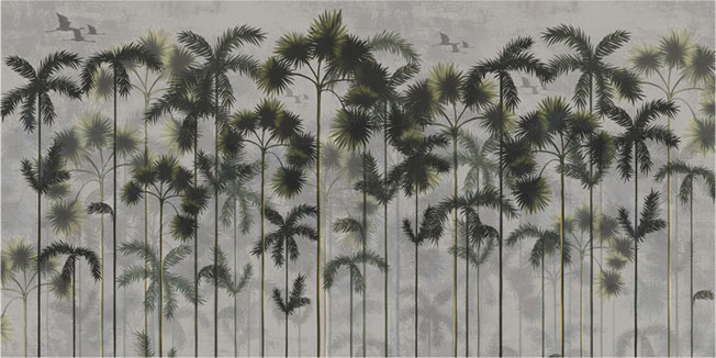 Papel pintado o fotomural paisaje horizonte de palmeras
