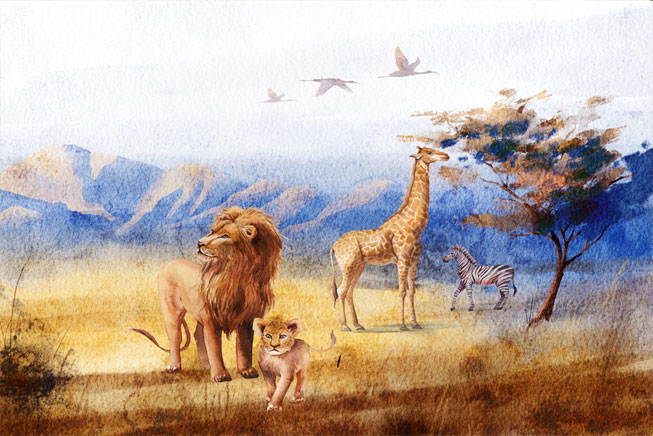 Papel pintado o fotomural paisaje safari africa
