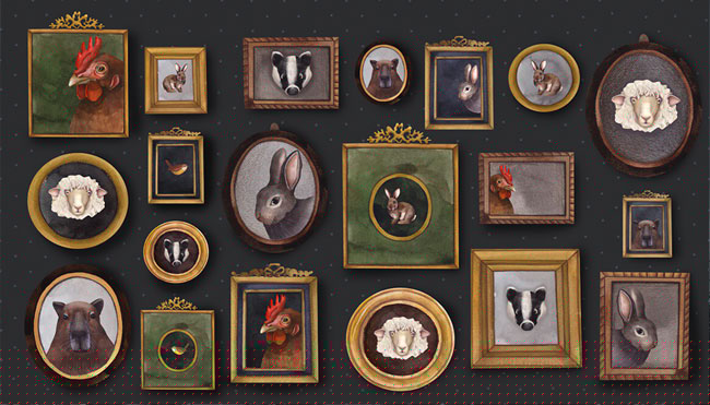 Fotomural retratos vintage de animales