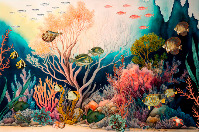 Papel pintado o fotomural vida bajo el mar