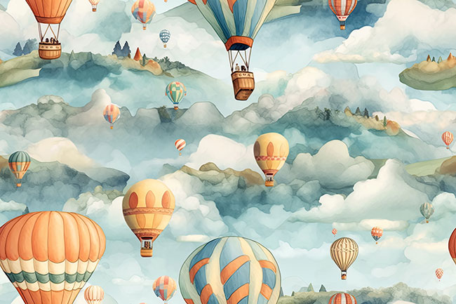 Fotomural o papel pintado infantil cielo con globos