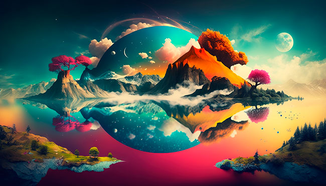 Fotomural juvenil ilustracion paisaje surreal