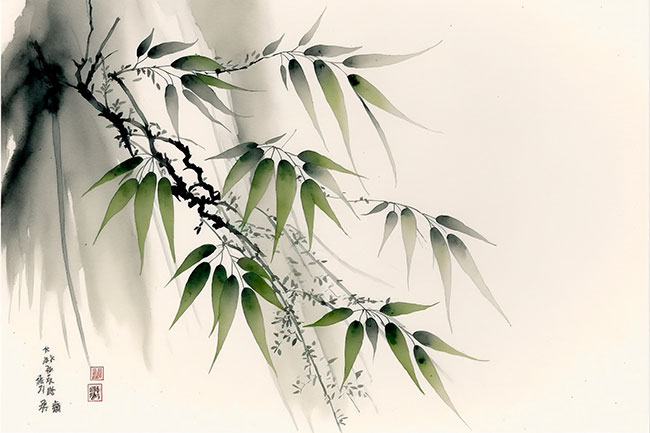 Fotomural o papel pintado bambu acuarela japon