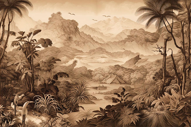 Fotomural o papel pintado sepia selva tropical