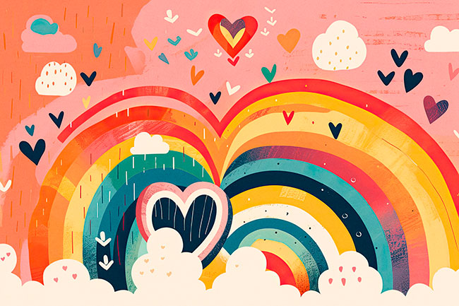 Fotomural o papel pintado infantil arcoiris corazon