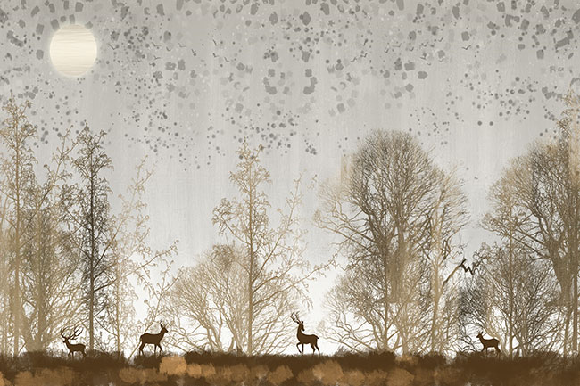 Fotomural o papel pintado arboles y ciervos