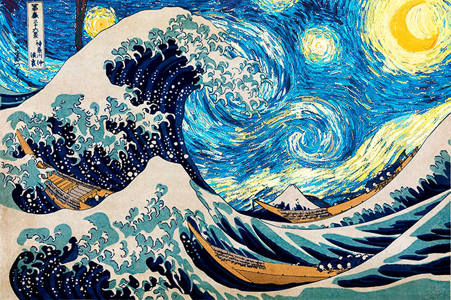 Fotomural o papel pintado ola kanagawa van gogh