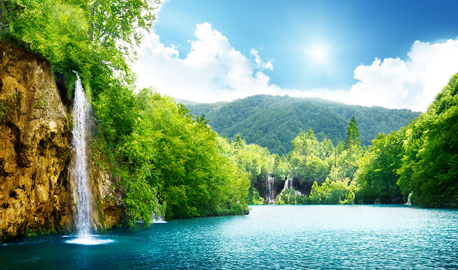Fotomural Cascada Lago