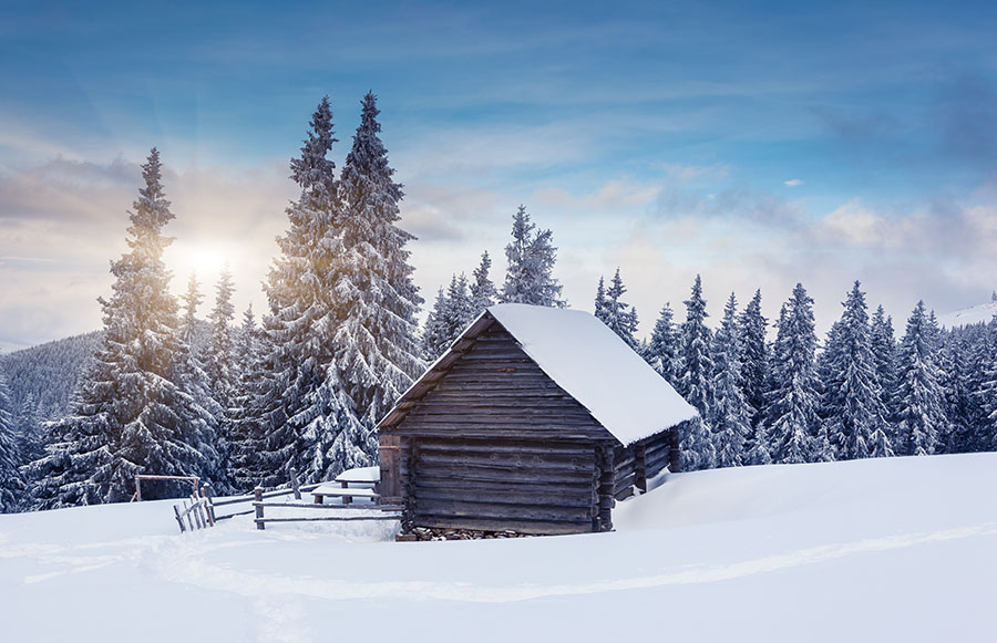 Fotomural Cabaña en la nieve