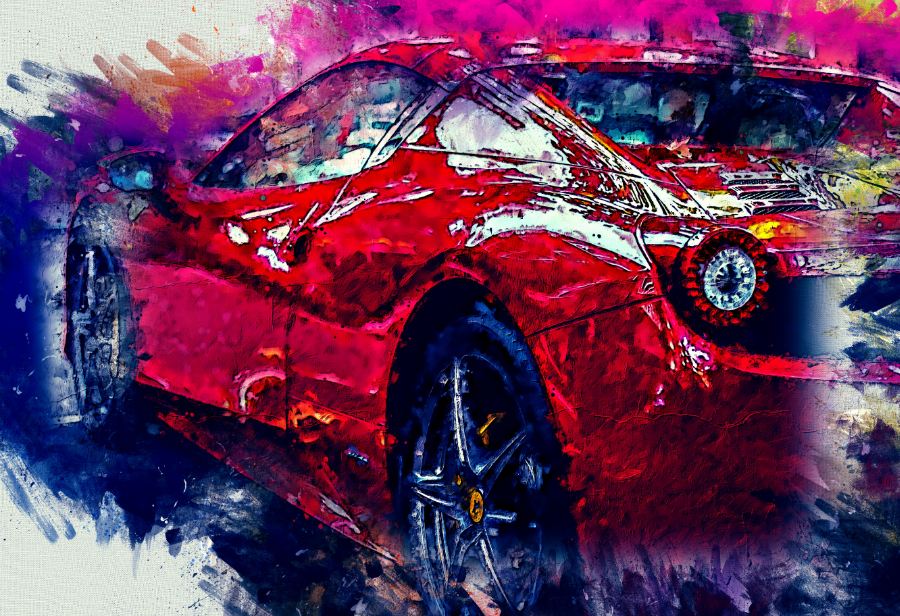 Fotomural Ferrari Acuarela