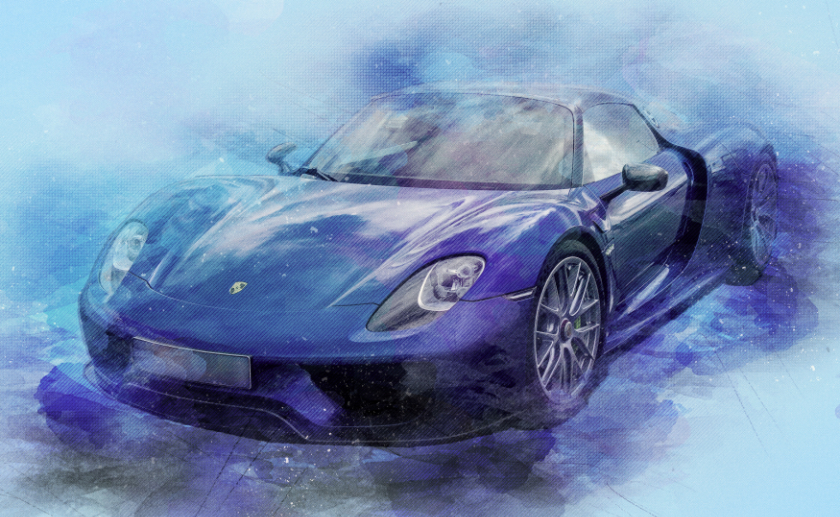 Fotomural Porshe Acuarela