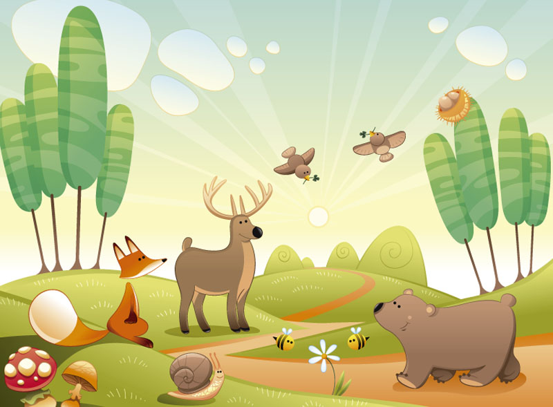 Fotomural Infantil Animales en el bosque