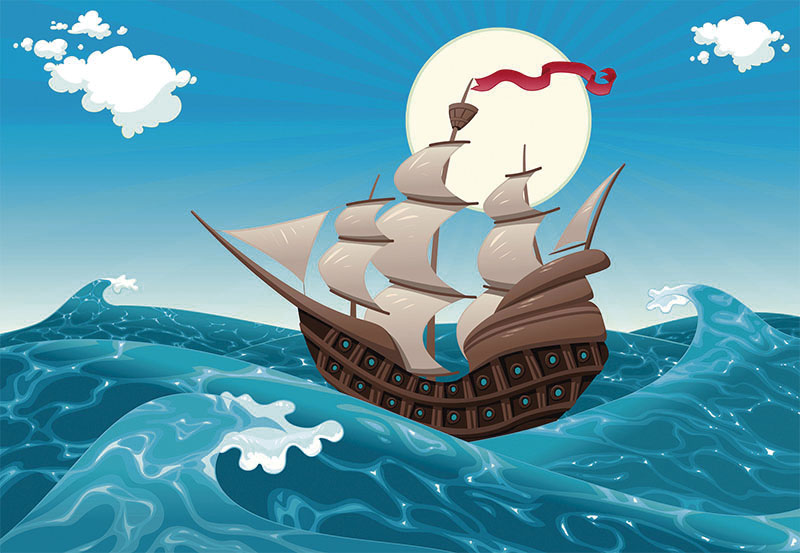 Fotomural Infantil Barco en el mar